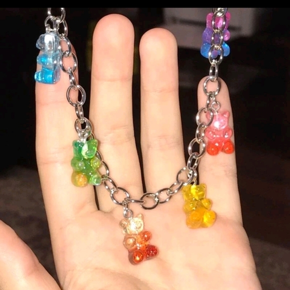 Ombre Gummy Bear Chain Chocker Necklace - Picture 2 of 3